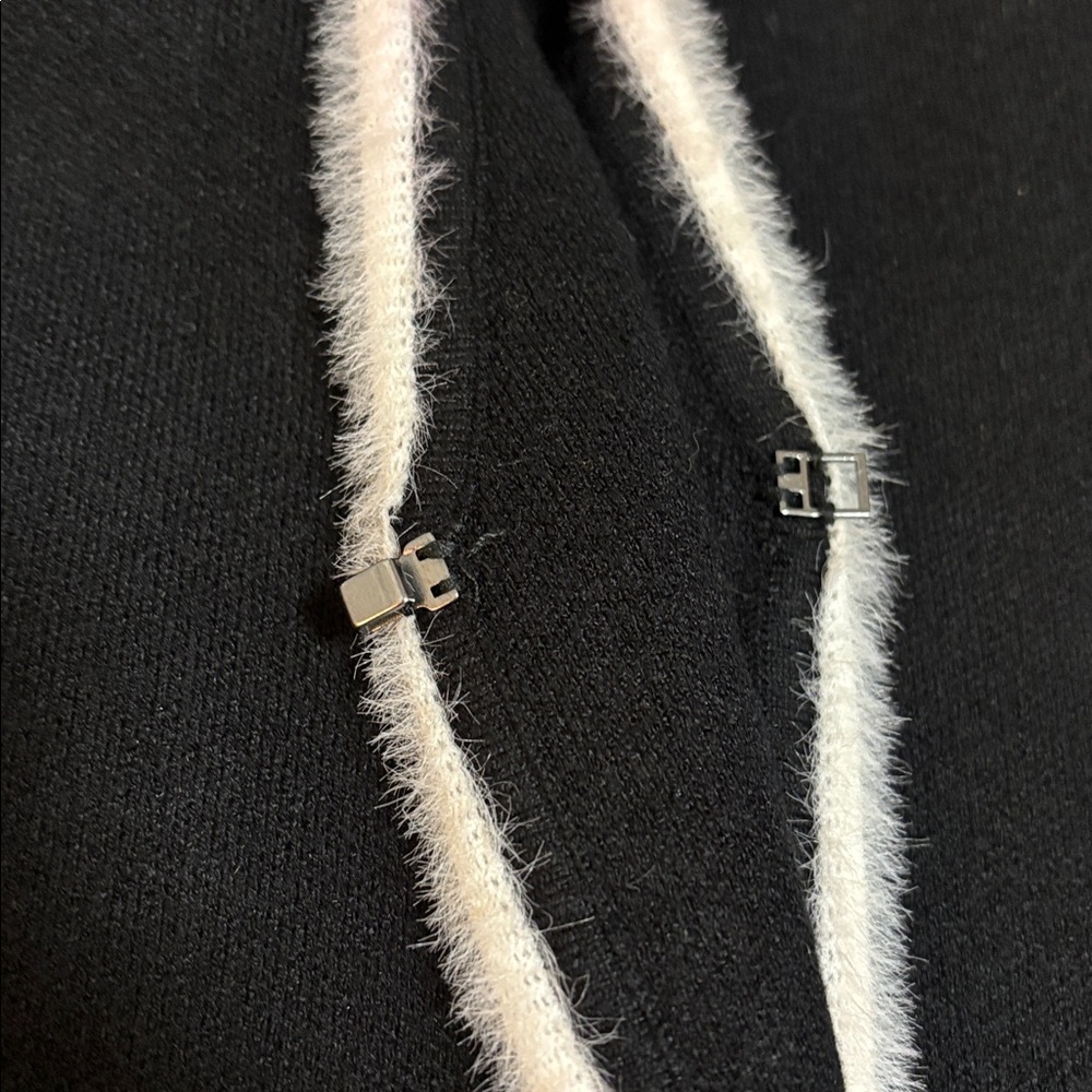 BELLDINI (MP) Knit Cardigan Rhinestones Eyelash Trim Black - Medium Petite - Picture 8 of 13